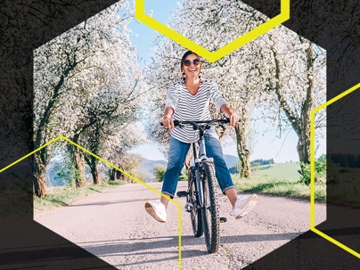 Woman riding her bike in the spring